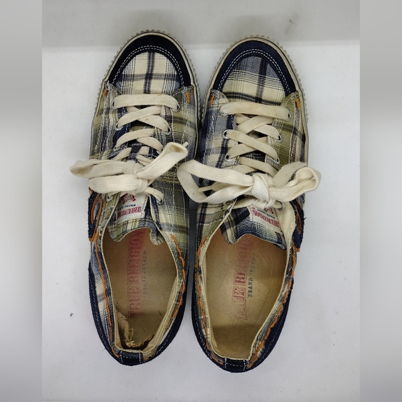 True Religion Plaid Lace Up Trainers Shoes Mens 10.5 Multicolor Boho Retro 90s - Picture 4 of 14